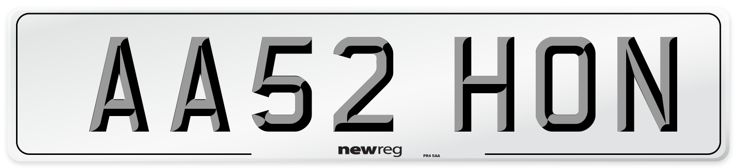AA52 HON Number Plate from New Reg